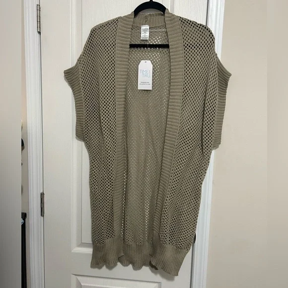 Time and Tru Beige Open Knit Cardigan - Picture 1 of 4